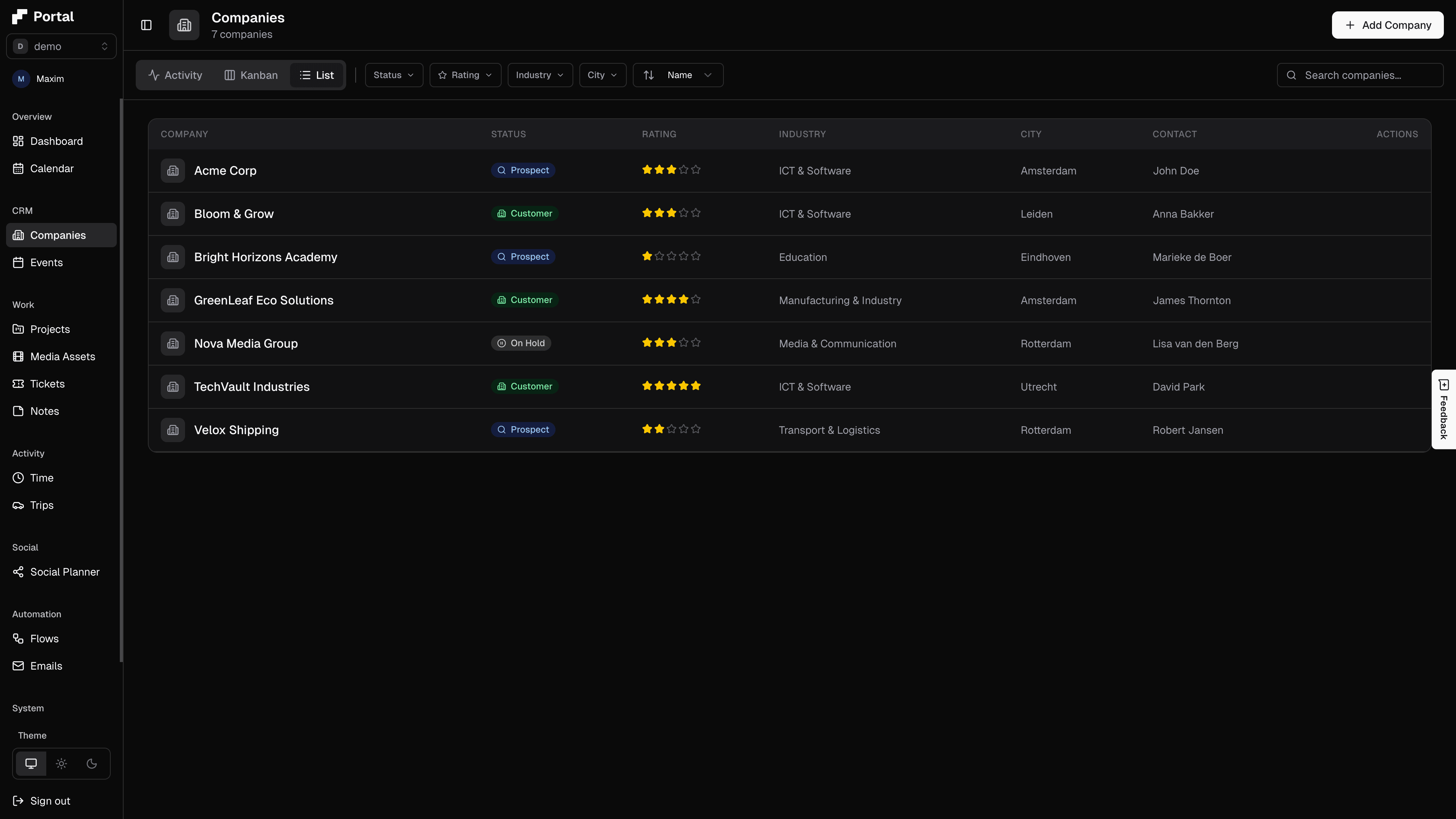Maximized client portal