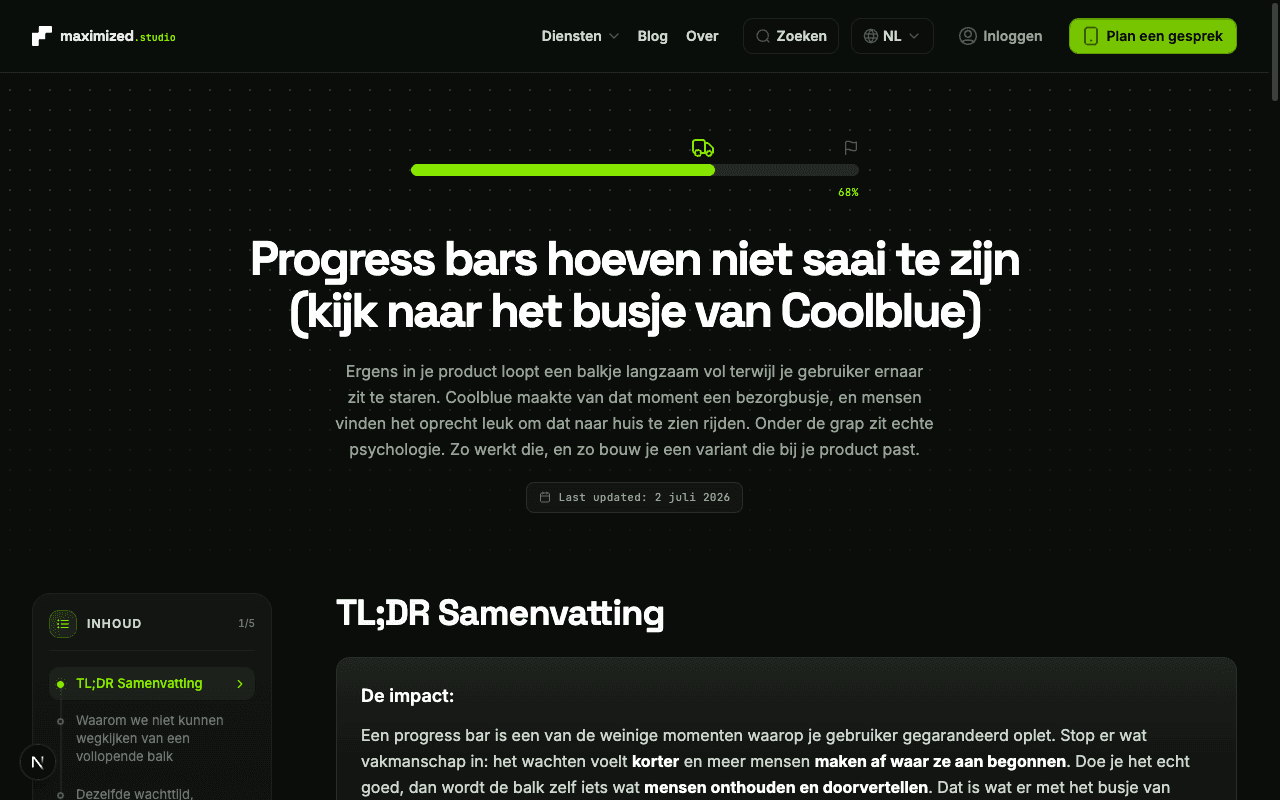 Progress bars hoeven niet saai te zijn (kijk naar het busje van Coolblue)