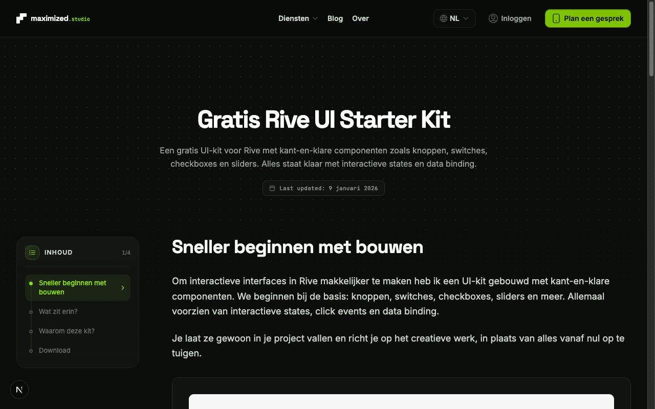 Gratis Rive UI Starter Kit