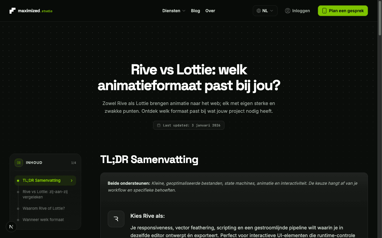 Rive vs Lottie: welk animatieformaat past bij jou?