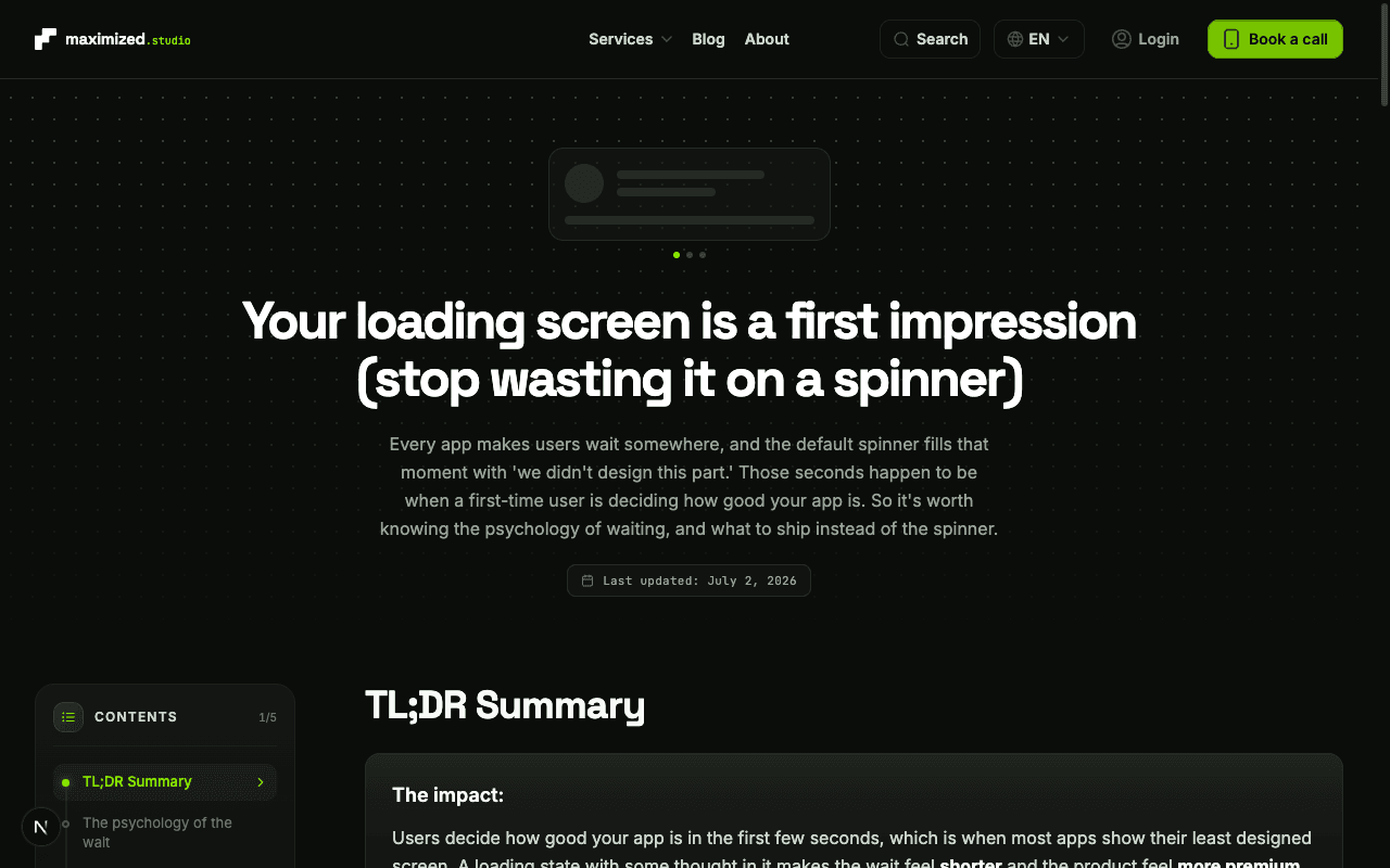 Your loading screen is a first impression (stop wasting it on a spinner)