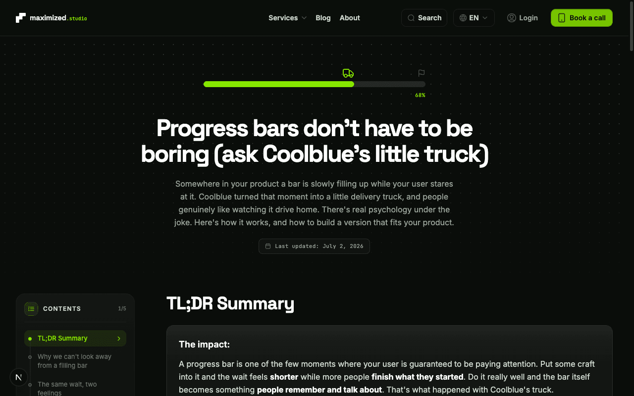 Progress bars don't have to be boring (ask Coolblue's little truck)