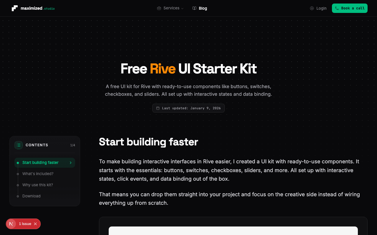 Free Rive UI Starter Kit