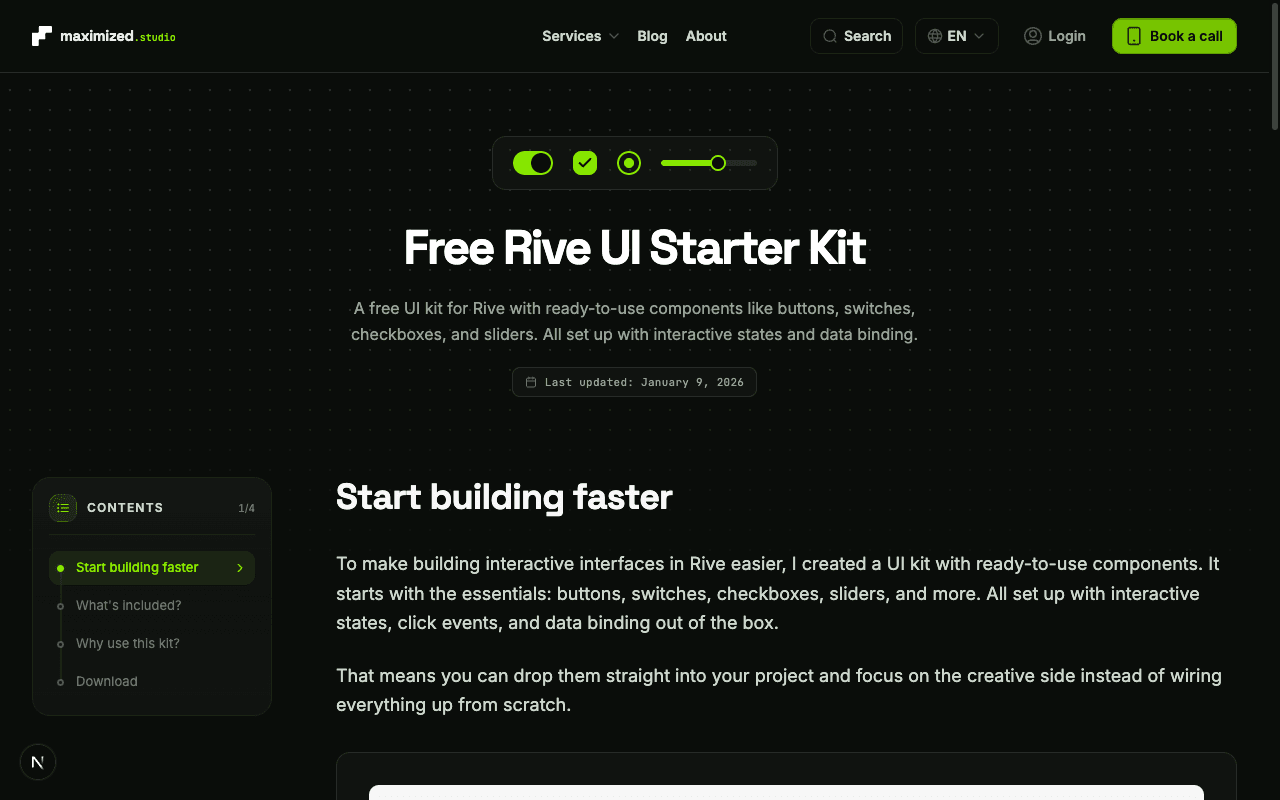 Free Rive UI Starter Kit